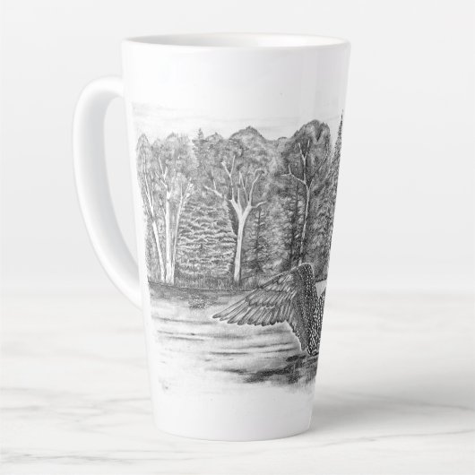 Loon spreidt zijn vleugels latte Mok (Linkerhoek)