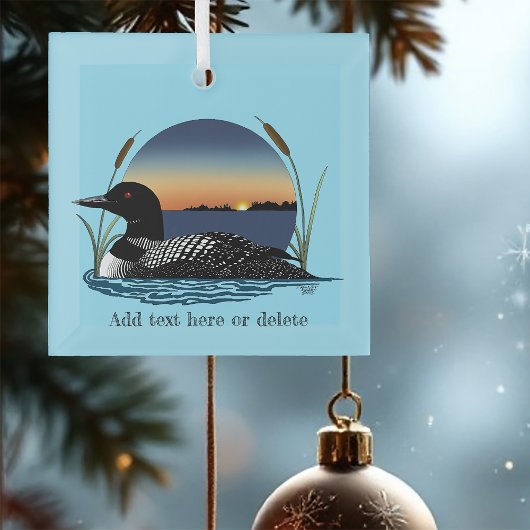 Loon Sunset Blue Glas Ornament