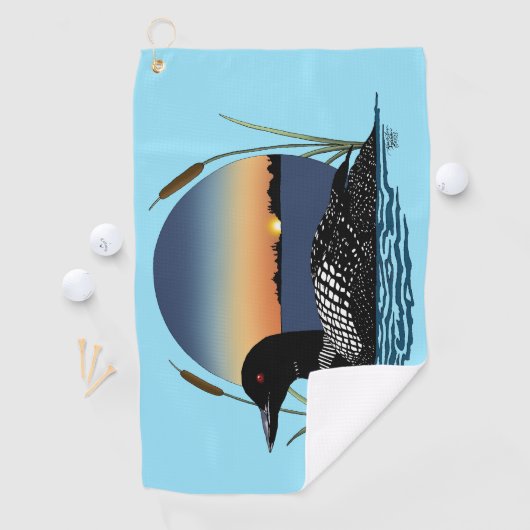 Loon Sunset Blue Golfhanddoek (Insitu)