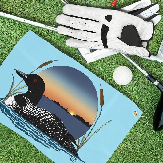 Loon Sunset Blue Golfhanddoek