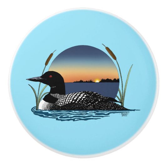 Loon Sunset Blue Keramische Knop (Voorkant)