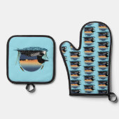 Loon Sunset Blue Ovenwant & Pannenlap Set (Voorkant)