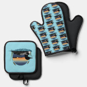 Loon Sunset Blue Ovenwant & Pannenlap Set (Voorkant / Achterkant)