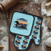 Loon Sunset Blue Ovenwant & Pannenlap Set