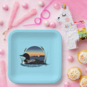 Loon Sunset Blue Papieren Bordje (Feest)