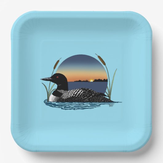 Loon Sunset Blue Papieren Bordje (Voorkant)