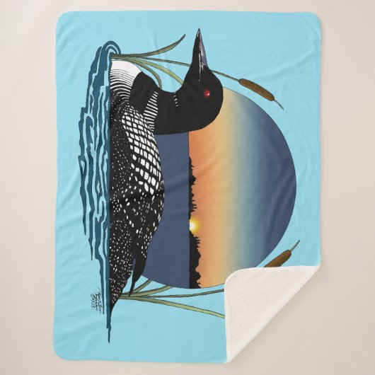 Loon Sunset Blue Sherpa Deken (Voorkant)