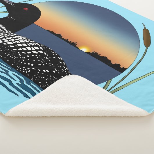 Loon Sunset Blue Sherpa Deken (3/4)