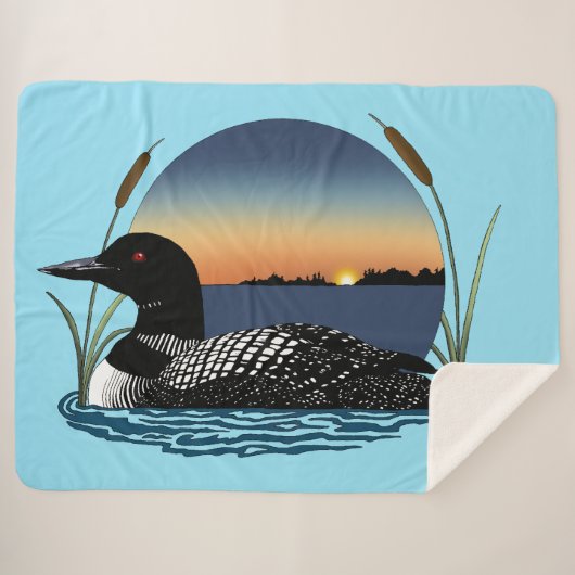 Loon Sunset Blue Sherpa Deken (Voorkant (horizontaal))