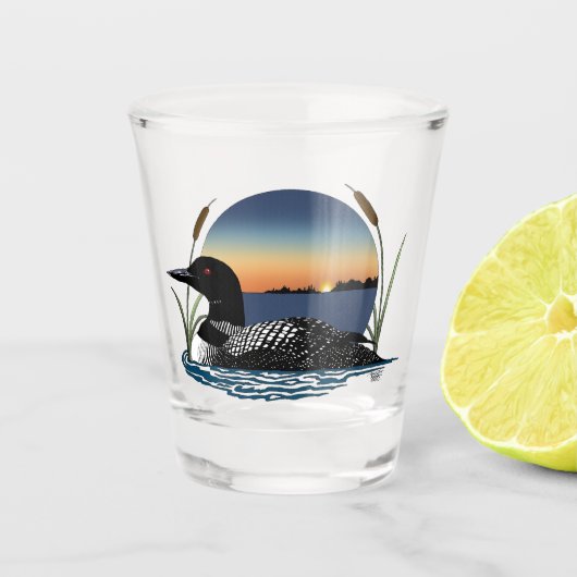 Loon Sunset Blue Shot Glas (Voorkant)