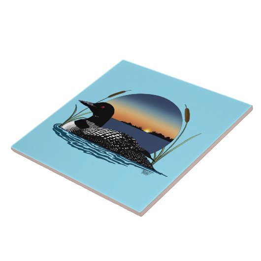 Loon Sunset Blue Tegeltje (Zijkant)