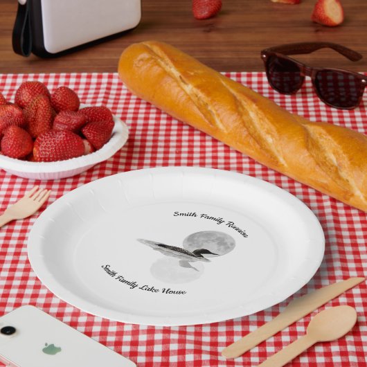 Loon Under Full Moon Paper Plate Papieren Bordje (Picknick)