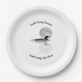 Loon Under Full Moon Paper Plate Papieren Bordje