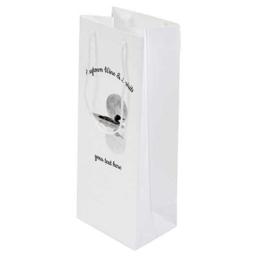 Loon Under Full Moon Wine Gift Bag Wijn Cadeautas (Voorkant Gekanteld)