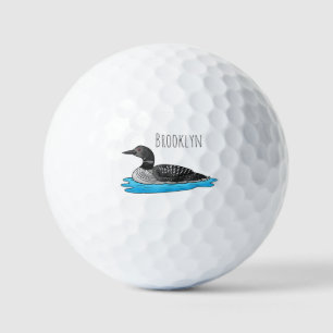 Loon vogel cartoon illustratie golfballen