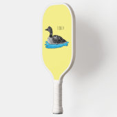 Loon vogel cartoon illustratie  pickleball paddle (Links)