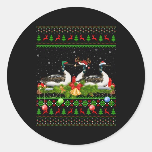 Loon Vogels Verlichting Santa Ugly Loon Ronde Sticker (Voorkant)