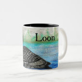 Loon Waterverf vogelkleurrijk meer Tweekleurige Koffiemok (Voorkant rechts)