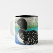 Loon Waterverf vogelkleurrijk meer Tweekleurige Koffiemok (Voorkant links)