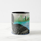 Loon Waterverf vogelkleurrijk meer Tweekleurige Koffiemok (Center)