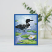 Loon, watervogel, natuur, briefkaart van het noord (Staand voorkant)
