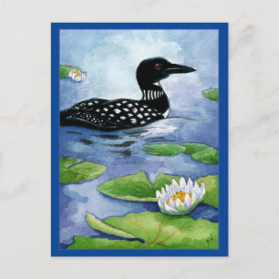 Loon, watervogel, natuur, briefkaart van het noord