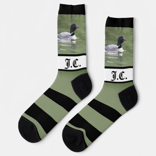 Loon Wide Stripe Monogrammed Sokken (Links)