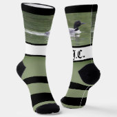 Loon Wide Stripe Monogrammed Sokken (Gebogen)