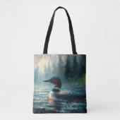Loon Zwemmen op Lake Art Tote Bag (Voorkant)