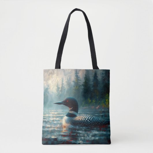 Loon Zwemmen op Lake Art Tote Bag (Voorkant)