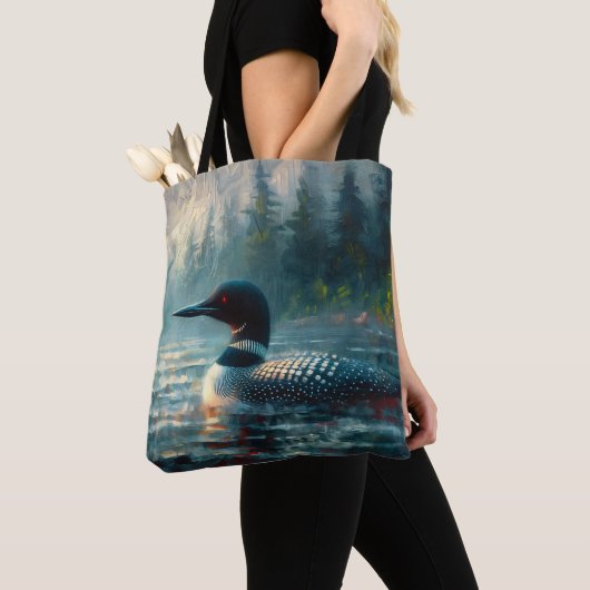 Loon Zwemmen op Lake Art Tote Bag (Dichtbij)