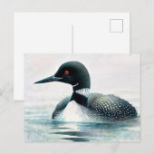 Loon Zwemmen Waterverf Art Briefkaart (Voorkant / Achterkant)