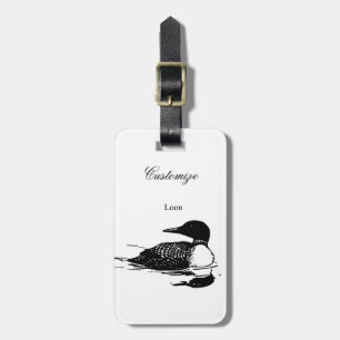 Loon Zwemmende Vogel Kunst Thunder_Cove Bagagelabel