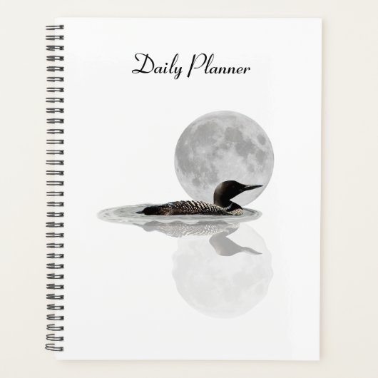 Loon zwemt in de maanlicht dagelijkse planner (Voorkant)
