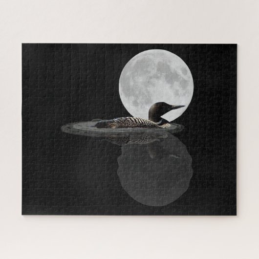 Loon zwemt in de moonlight puzzel legpuzzel (Horizontaal)