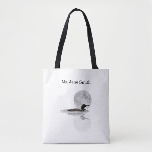 Loon zwemt in het maanlicht Canvas tas II (Voorkant)