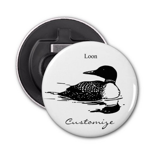 Loon-zwemvogels Art Thunder_Cove Button Flesopener (Voorkant)