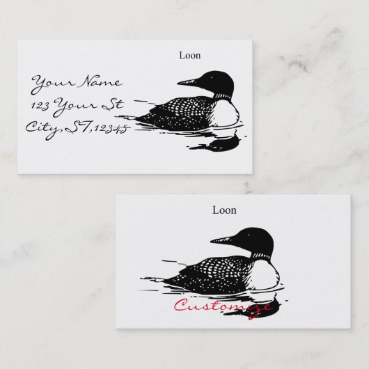 Loon-zwemvogels Art Thunder_Cove Visitekaartje (Voorkant / Achterkant)