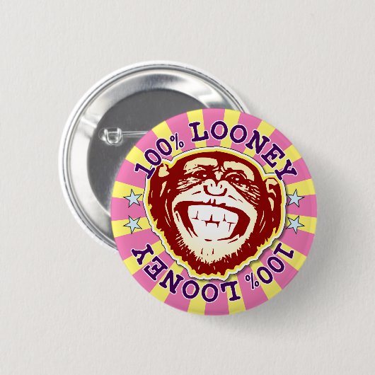 Looney 100% Funny Monkey Badge Ronde Button 5,7 Cm (Voorkant /achterkant)