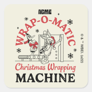 LOONEY TUNES™ ACME Wrap-O-Matic Inpakmachine Vierkante Sticker