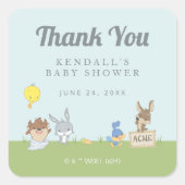 LOONEY TUNES™ Baby shower Bedankt Vierkante Sticker (Voorkant)