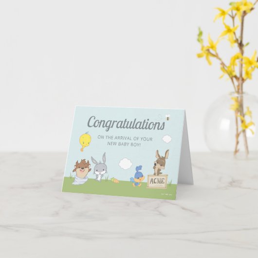 LOONEY TUNES™ Baby shower | Gefeliciteerd Kaart (Gele Bloem)
