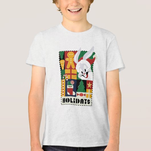 LOONEY TUNES™ BUGS BUNNY™ Feestdagen Badge Tri-Blend Shirt (Voorkant)
