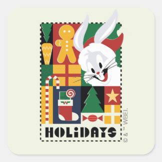 LOONEY TUNES™ BUGS BUNNY™ Feestdagen Badge Vierkante Sticker