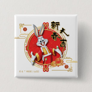 LOONEY TUNES™   BUGS BUNNY™ Spring Fortune Vierkante Button 5,1 Cm