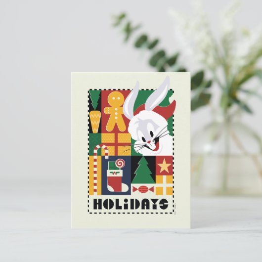 LOONEY TUNES™ BUGS BUNNY™ Vakantie Badge Feestdagenkaart (Staand voorkant)