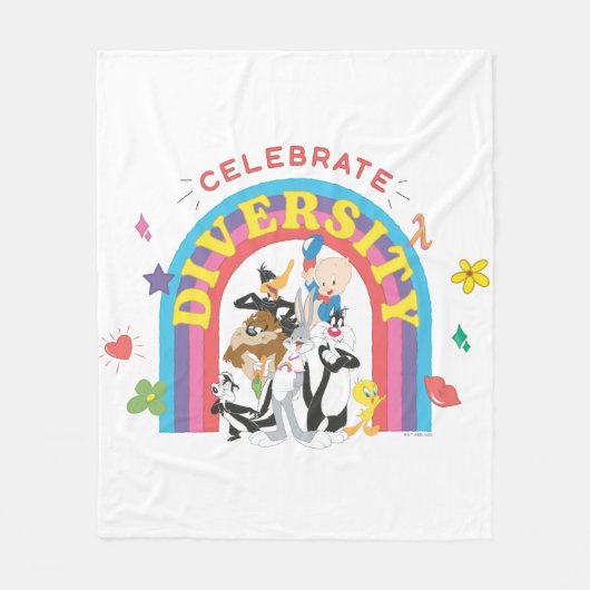 LOONEY TUNES™ - Celebrate Diversity Pride Rainbow Fleece Deken (Voorkant)