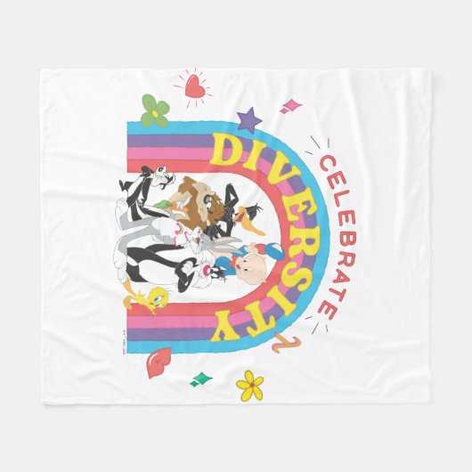 LOONEY TUNES™ - Celebrate Diversity Pride Rainbow Fleece Deken (Voorkant (Horizontaal))