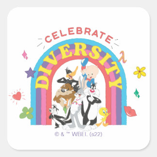 LOONEY TUNES™ - Celebrate Diversity Pride Rainbow Vierkante Sticker