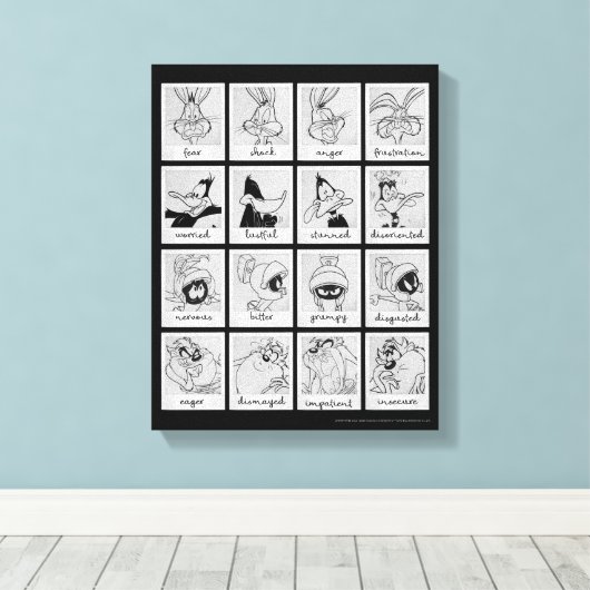 LOONEY TUNES™ Character Emotion Chart Canvas Afdruk (Insitu (Houten vloer))
